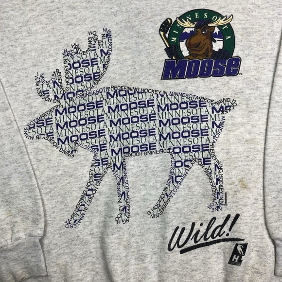 Vintage 90s Minnesota Moose IHL Pullover Crew Neck Sweatshirt Sweater Small‎ - Picture 2 of 13